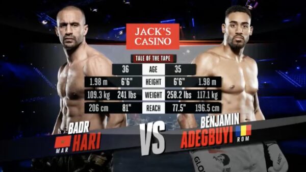 Badr Hari wéér door de knietjes na K.O. in 3e ronde tegen ﻿Adegbuyi