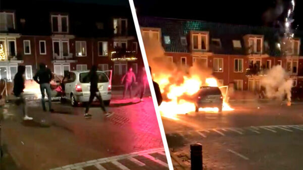 Het was weer gezellig in Veen; sloopauto in de fik en lekker vuurwerk stoken