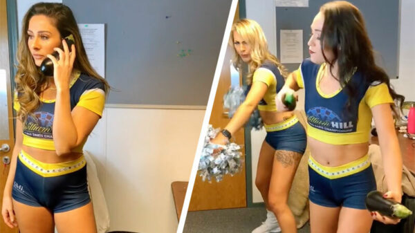 De 'Dart Dancers' van de PDC vermaken zich prrrrima met Dirks aubergine