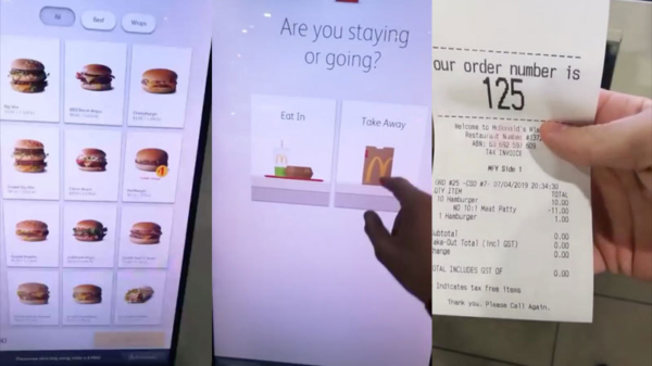 Gratis eten scoren bij de McDonald's met behulp van het touchscreen