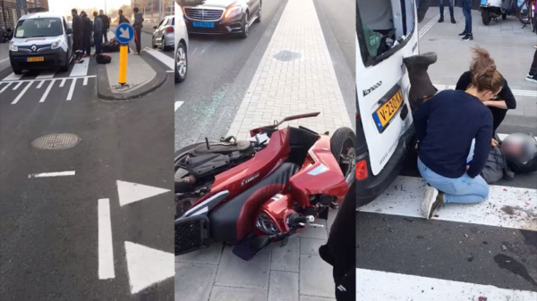 Scooterongeluk in Amsterdam-West: taxichauffeur onder invloed rijdt man op scooter in puin