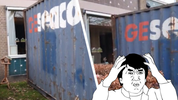 Het laatste uitzicht van stervende moeder met corona (91) is een lompe bouwcontainer