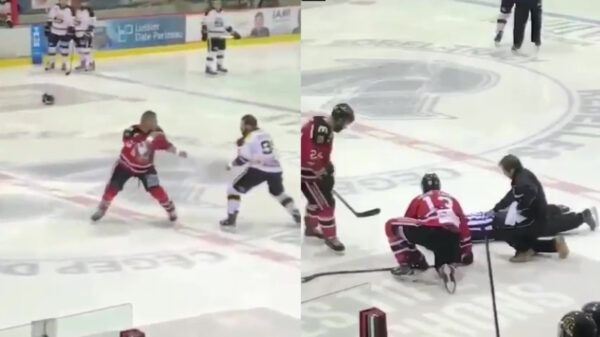 Canadees ijshockeygevecht eindigt in knock-out voor de scheidsrechter