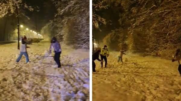IJskoud politiegeweld: agenten vallen onschuldige sneeuwbalgooiers aan