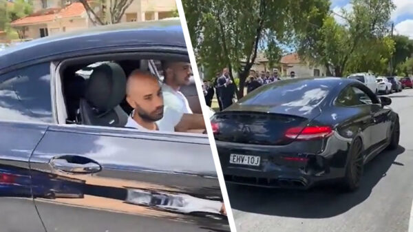 Uitslover helpt zijn gloednieuwe Mercedes AMG C63 naar de sodemieter