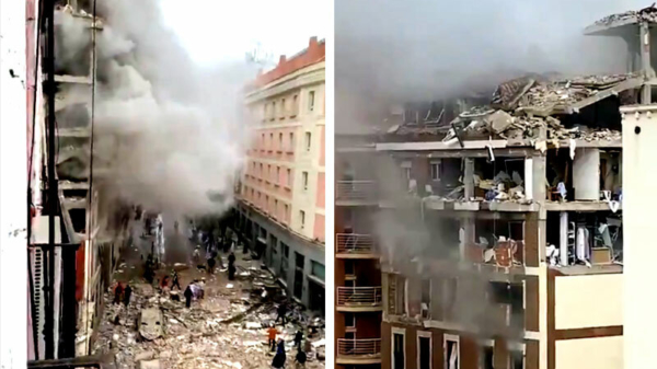 Heftige explosie in Madrid legt gebouw compleet in puin