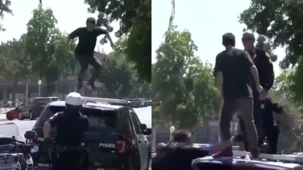 Amerikaanse agenten trekken politieauto-sloper hardhandig naar de grond