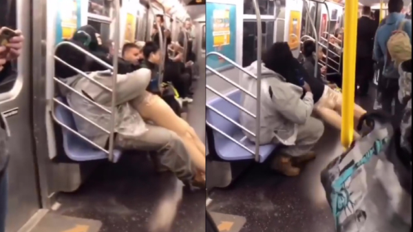Gekkie gaat in New Yorkse metro in flipmode met zijn eigen etalagepop