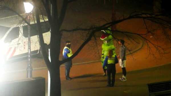 Creatieve Amsterdammer laat zijn dino uit tijdens de avondklok