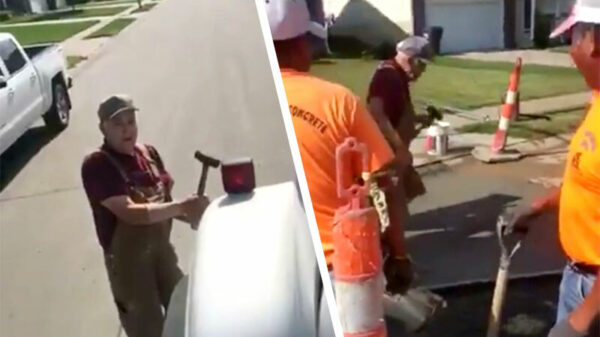 Oude doos: opa mot geen cementwagens in zijn straat en mept er op los