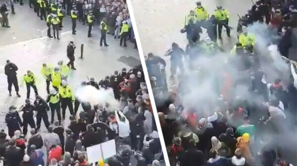 Kerel schiet met vuurwerk op politie tijdens coronaprotest in Dublin