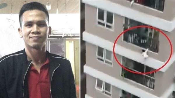Vietnamese held redt 3-jarige koter die van de 12e verdieping valt