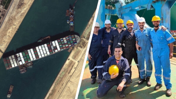 Meest blije sleepbootcrew aller tijden viert feestje na losmaken Ever Given