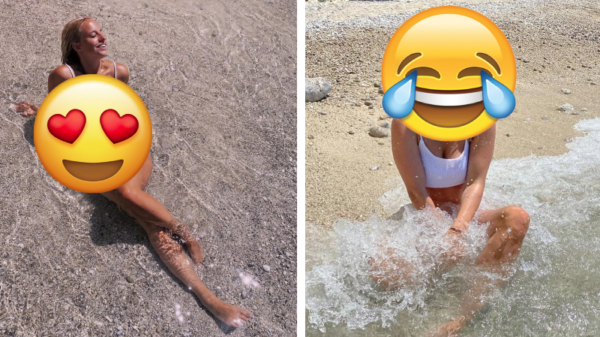 Expectations versus reality: Dee doet poging tot spannende strandfoto
