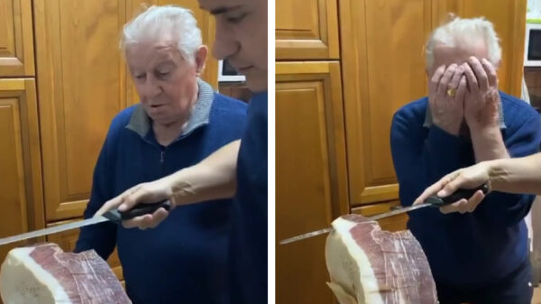 Als je Italiaanse opa erbij is kun je de ham maar beter GOED afsnijden