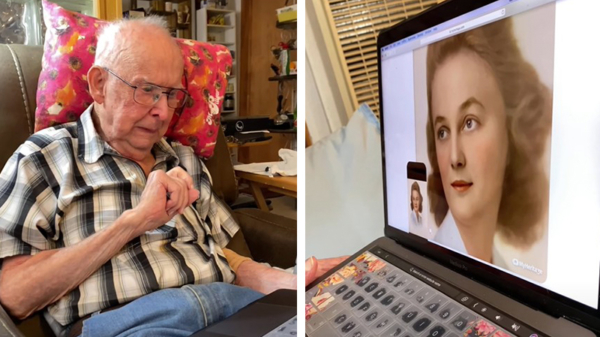 98-jarige veteraan gelooft zijn ogen niet als zijn verloren liefde tot leven komt