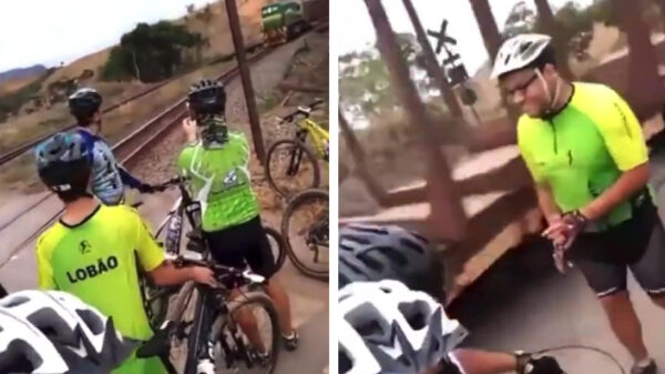 Het prachtige moment dat een mountainbiker tot voetganger transformeert op video vastgelegd