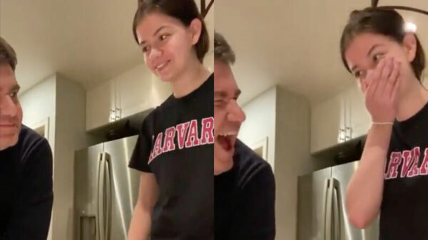 Dit vunzige grapje van dochterlief zag papa niet helemaal aankomen