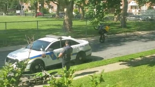 Wheeliekneus denkt even stoer te doen voor oom agent