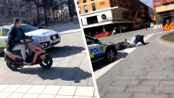 In Zweden hebben ze geen tijd voor scootertuig en beuken 'm gewoon omver