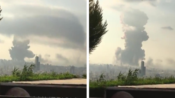 Bizarre nieuwe beelden van de mega-explosie in Beiroet: schokgolf knalt wolken weg