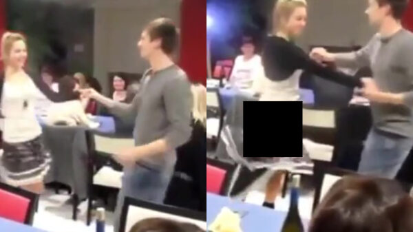 Rok laat het tijdens dansje ineens afweten