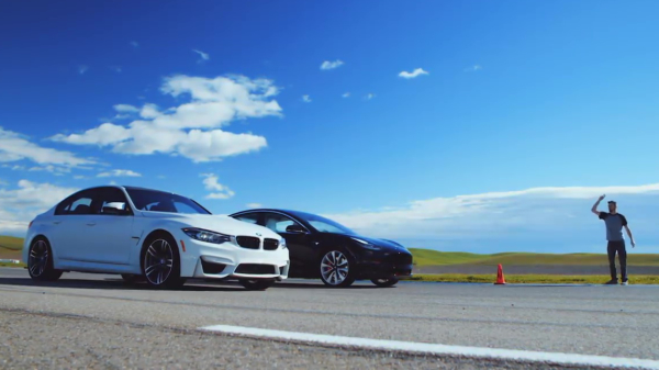 Tesla Model 3 versus BMW M3 op een circuit: place your bets