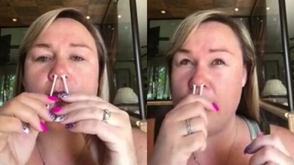 Het waxen van haar neusharen verliep niet al te voorspoedig