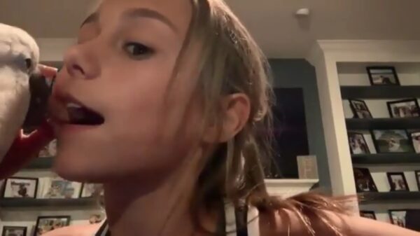 Meisje laat zien dat haar papegaai een uitstekende tandarts blijkt te zijn!