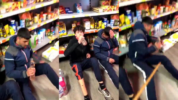 Slijter laat boefjes gestolen fles vodka leegzuipen en deelt stokslagen uit