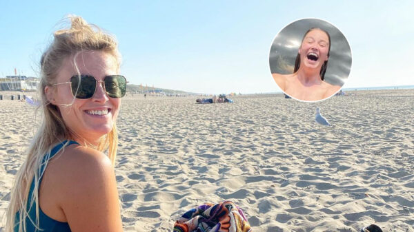 Geraldine Kemper viert de zomer door haar bovenstukje thuis te laten