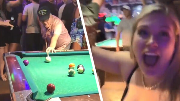 Opa wordt pool-legende in volle kroeg met luidruchtige Amerikanen