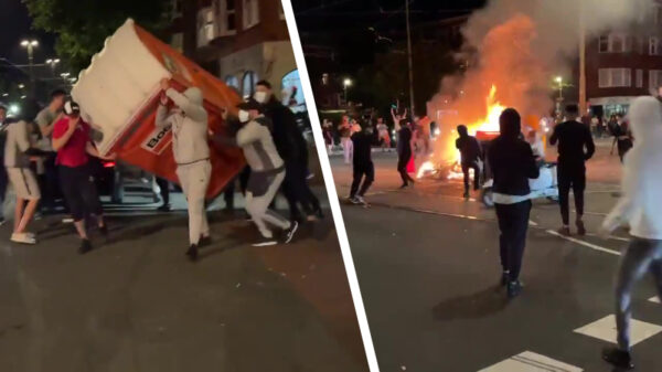 Dixi's, fietsen en terrasstoelen in de fik tijdens "overwinningsfeestje" in Den Haag