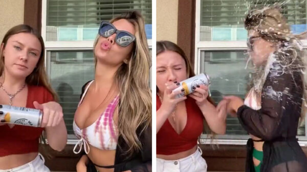 Een biertje shotgunnen eindigt voor haar in een verkoelende douche