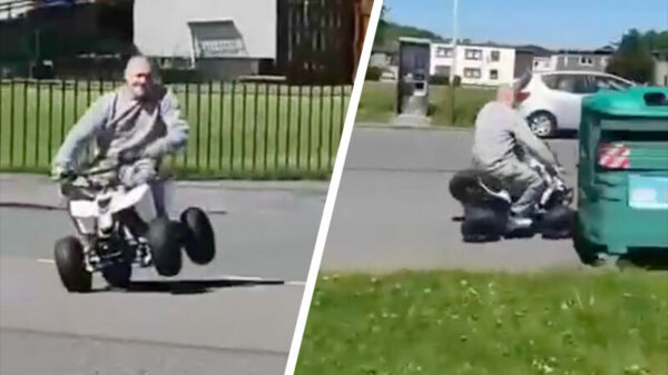 Papa laat even zien hoe je op een miniquad moet stunten!