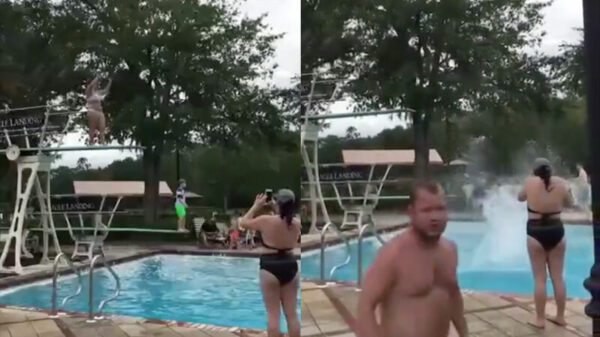 Haar middagje afkoelen in het zwembad begon met een KLAPPER