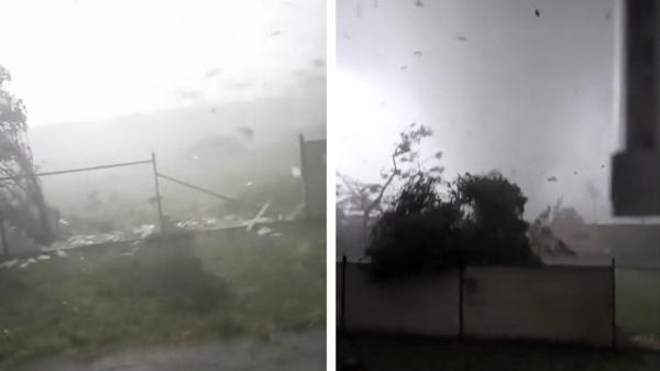 Stormchaser filmt heftige tornado bij de grens van Slowakije en Tsjechië