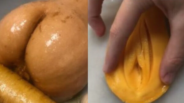 Kunstenares leeft zich nogal erotisch uit met groenten en fruit