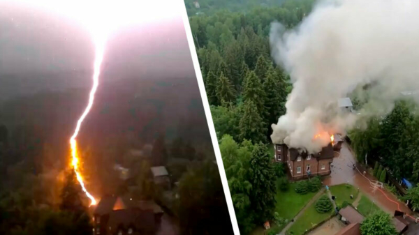 What are the odds: huis in Moskou brandt bijna compleet af na blikseminslag