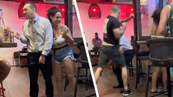 MMA-vechter Joe Schilling suckerpuncht gast knock-out bij een bargevecht