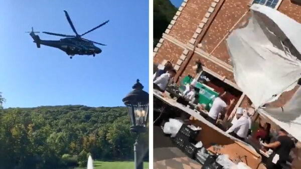 Party-poepende helikopter besluit feestje nogal abrupt te beëindigen