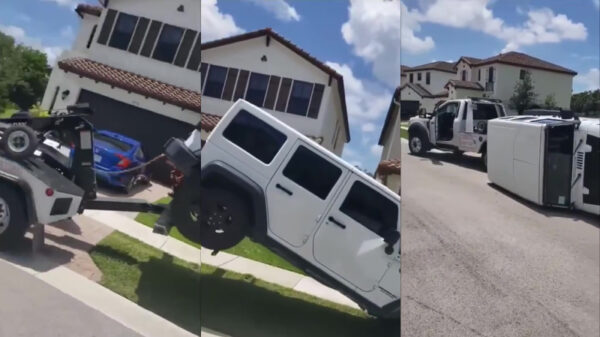 Bestuurder van gloednieuwe Jeep laat zich niet zomaar wegslepen