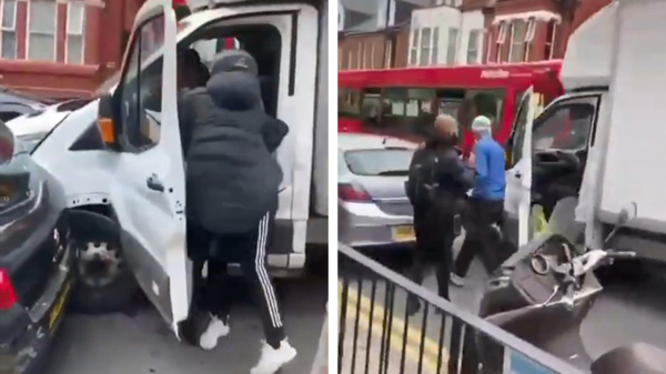 Madness in Londen als chauffeur uit zijn bus wordt getrokken tijdens road rage