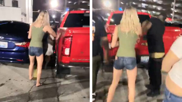 Dronken blondje met losse handjes krijgt een onverwacht koekje van eigen deeg