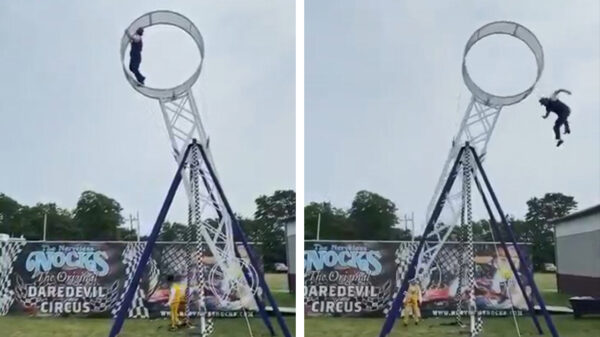 Man maakt pijnlijke klapper als hij van de "Wheel of Destiny" naar beneden klettert