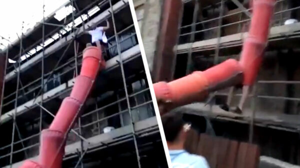 De Darwin Award van de week gaat naar deze 'glijbaan' in de bouw