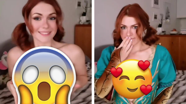 Cosplayer Irine Meier laat zien hoe ze haar boezemvriendjes in bedwang houdt