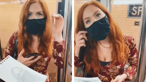 Kunstenaar Devon Rodriguez verrast roodharige in de metro