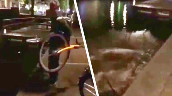 Prutser haalt nat pak als 'ie een fiets in de gracht pleurt