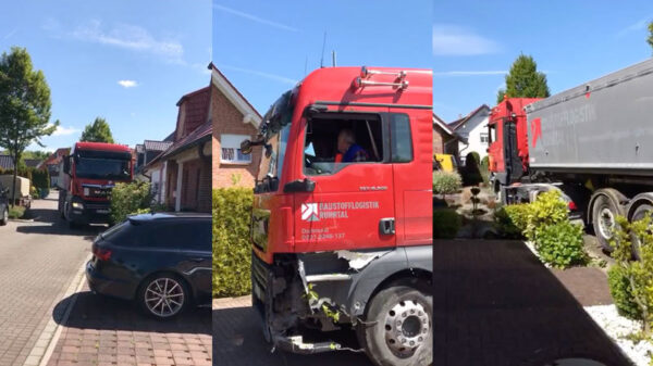 Duitse Chauffeur is compleet de weg kwijt en snoeit verschillende voortuinen